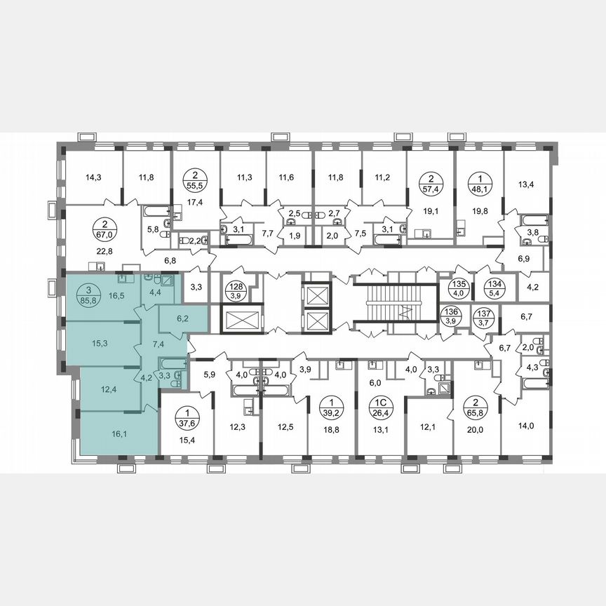 3-к. квартира, 85,8 м², 9/19 эт.