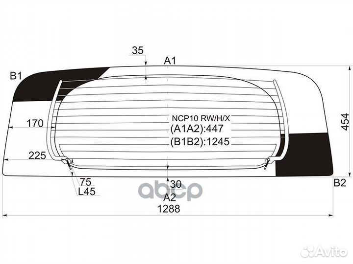 Стекло заднее с обогревом toyota ractis NCP10#