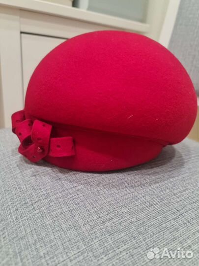 Шляпа фетровая красная демисезон