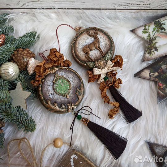 Игрушки на ёлку ручной работы, деревянные игрушки