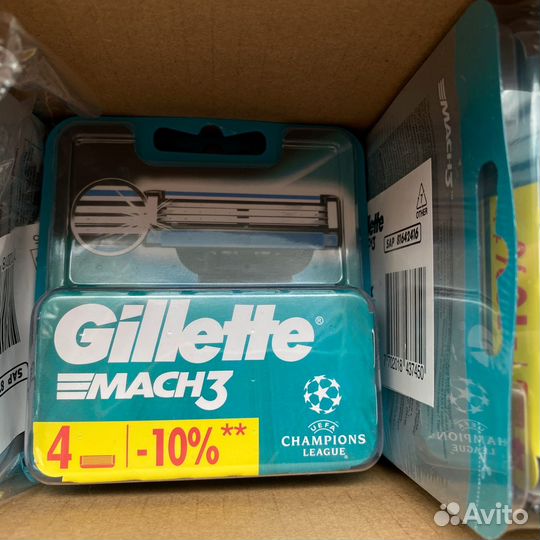 Gillette mach 3 лезвия для бритья (4шт оригинал)