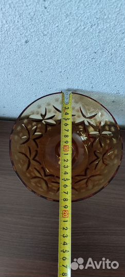 Ваза на ножке цветной хрусталь Богемия