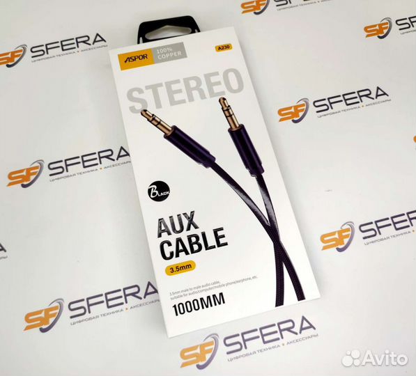 Кабель AUX Aspor 1м чёрный