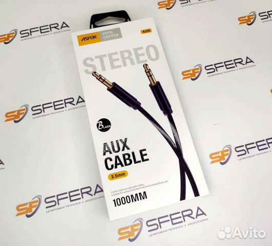 Кабель AUX Aspor 1м чёрный