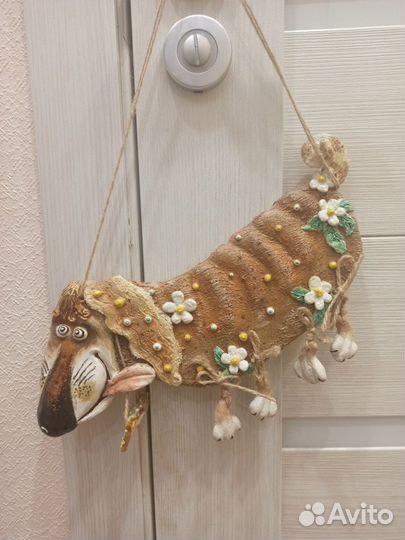 Такса ручной работы, интерьер, авторская игрушка