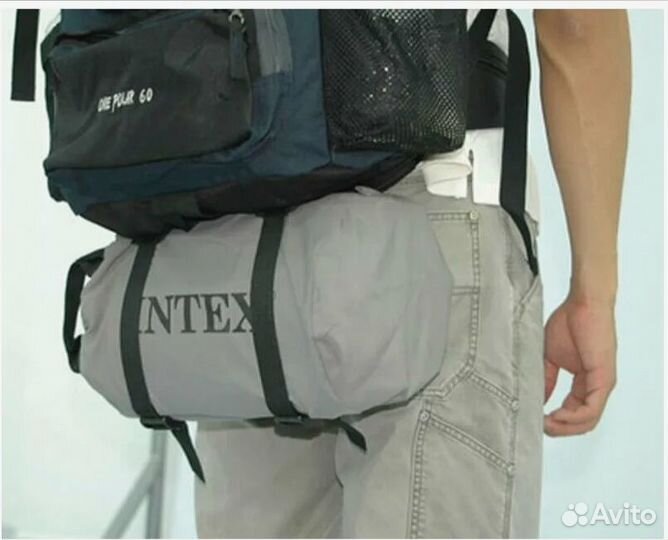 Матрас надувной с насосом intex Rolln Go 76*191*18