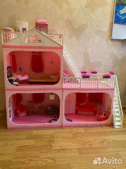 Домик кукольный для барби с мебелью