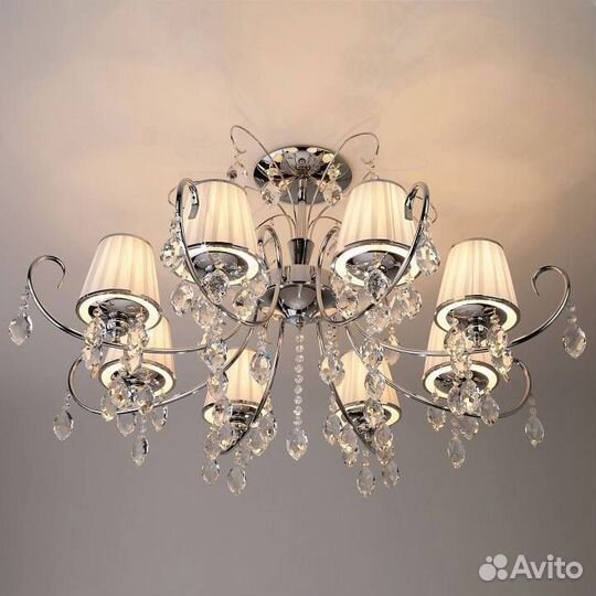 Люстра на штанге Eurosvet Rosalva 10021/8 хром/прозрачный хрусталь Strotskis