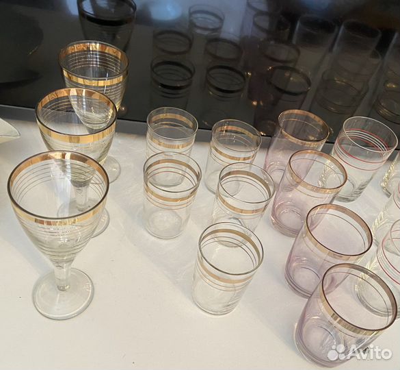 Рюмки, бокалы, стопки СССР цветное стекло/хрусталь