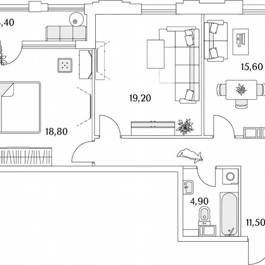 2-к. квартира, 73,8 м², 2/13 эт.