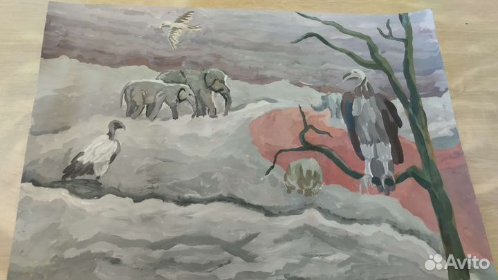 Картина гуашью