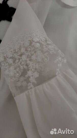 Школьная Рубашка с кружевные рукавами 122 размер