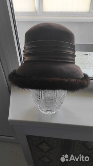 Шапка женская шляпка с норкой