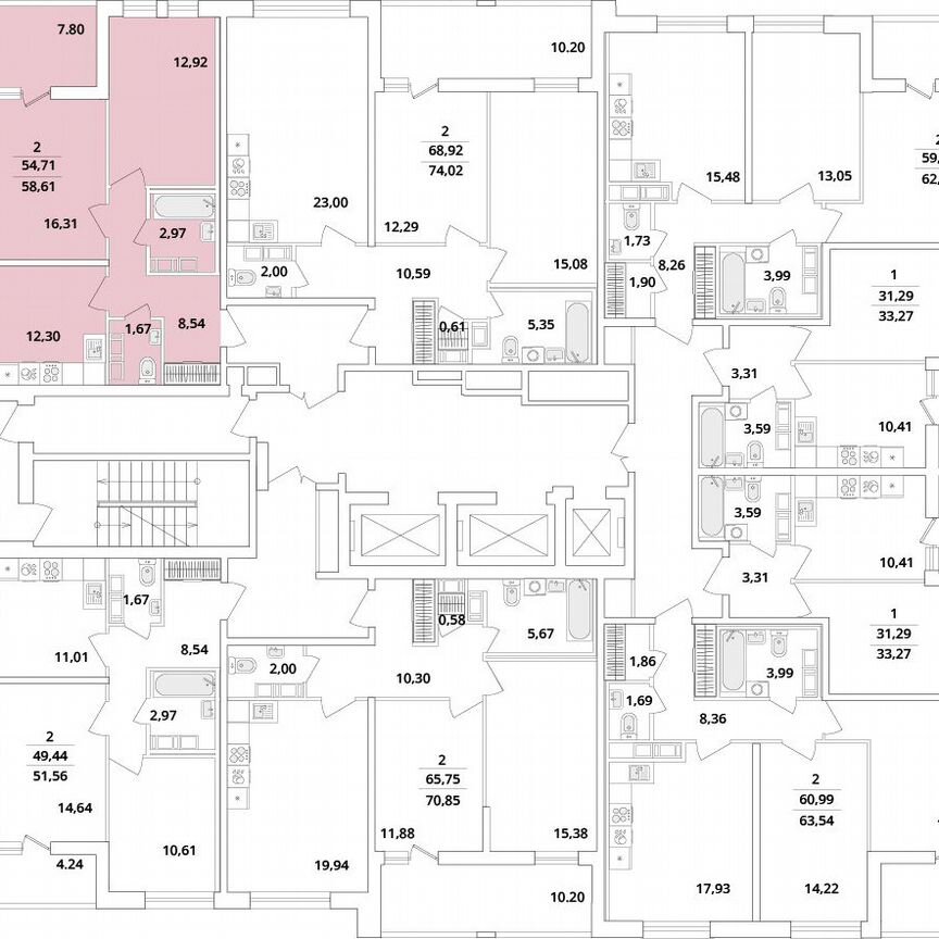 2-к. квартира, 59 м², 14/18 эт.