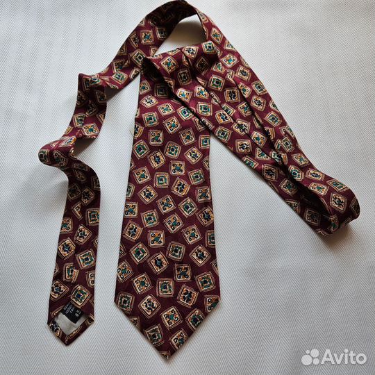 Шелковый галстук винтаж 1990е новый шелк
