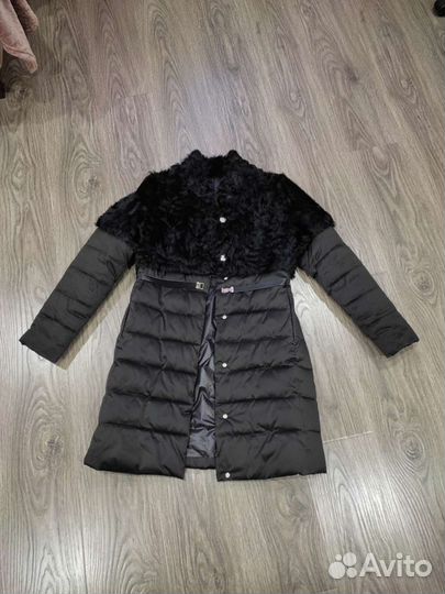 Пальто с натуральным мехом осень+зима 46 размер