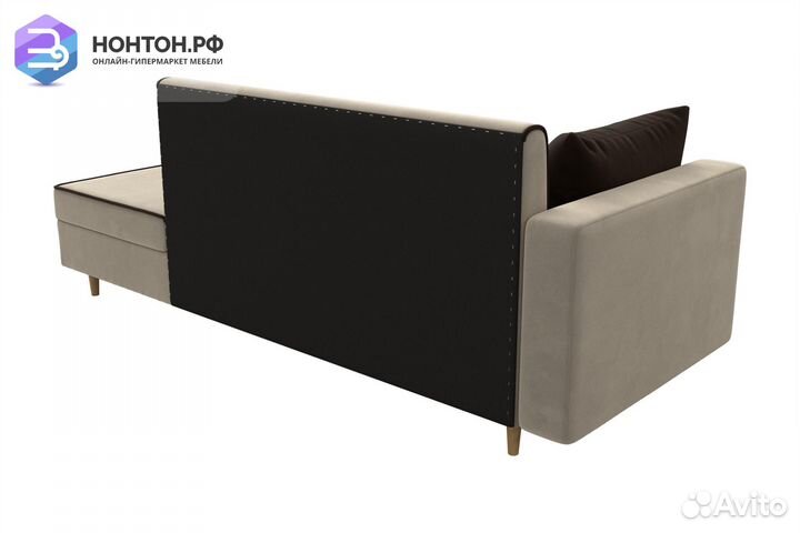 Тахта Селена микровельвет бежевый / коричневый