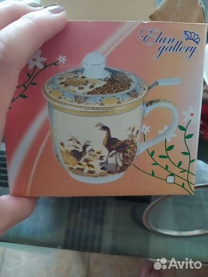 Новая кружка с ситом из фарфора