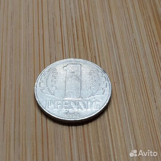 Монета 1 пфенниг 1968