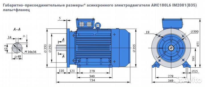Электродвигатель евростандарта аис 15кВт/1000об