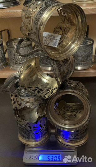 6 подстаканников СССР, серебро