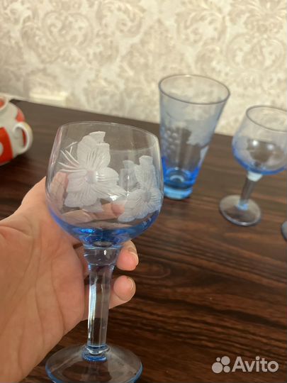 Бокалы фужеры СССР синего стекла редкие