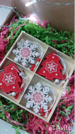 Елочные игрушки (набор) в подарочной коробке