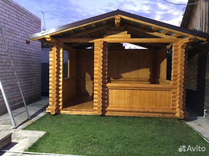 Беседка из оцилиндрованного бревна