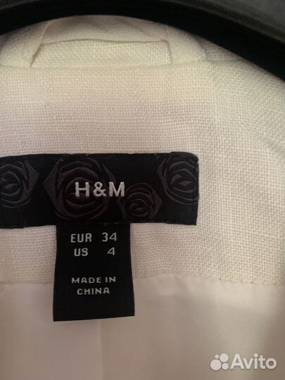 Пиджак льняной H&M XS S 100% лён