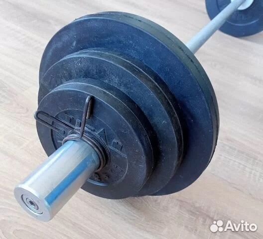 Штанга длиной 1,25м весом 47,5кг диски обрезинены