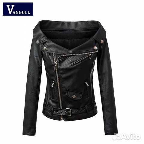 Кожаная куртка с открытыми плечами