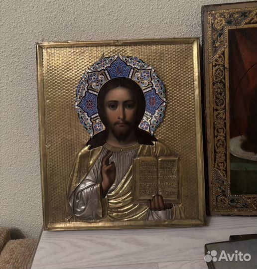 Икона 19 век «Господь Вседержитель» 31.5х27 см