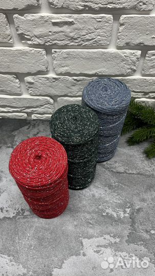 Хлопковый шнур для вязания с нитью люрекс