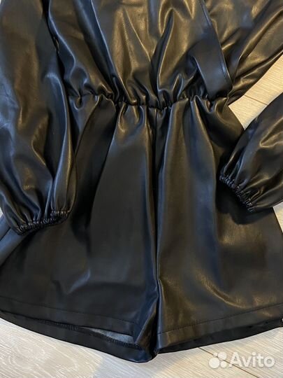 Комбинезон черный кожаный женский