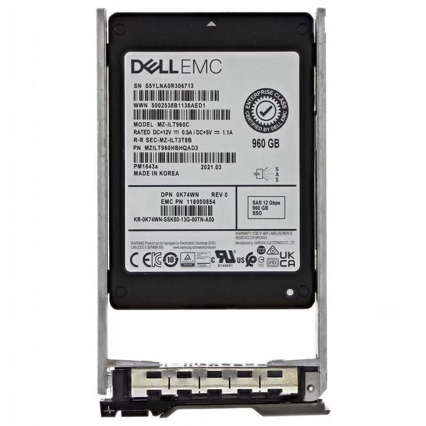 [K74WN] Жесткий Диск Dell 960gb Sas 2,5" Ssd K74wn
