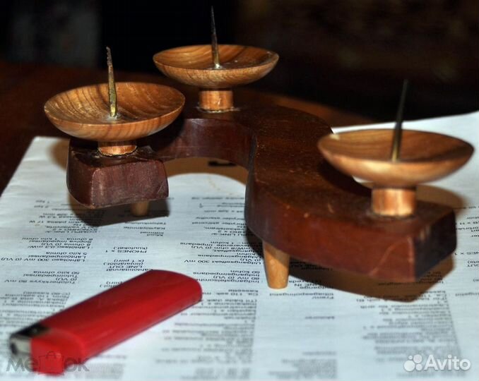 Деревянный подсвечник СССР (возможно handmade)