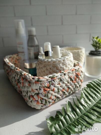 Подарочный набор корзинок из трикотажной пряжи