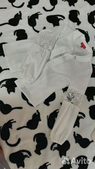 Школьная Рубашка с кружевные рукавами 122 размер