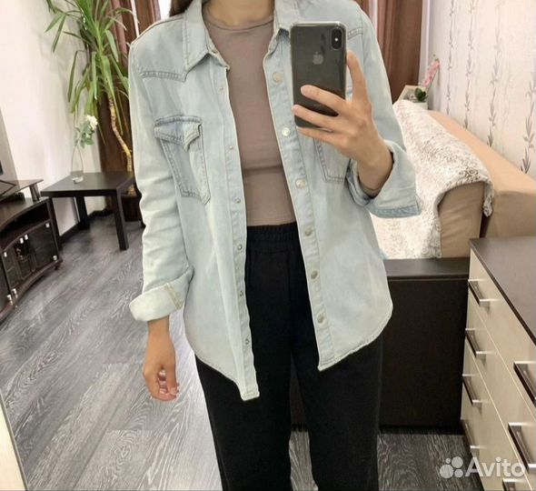 Джинсовая рубашка zara s