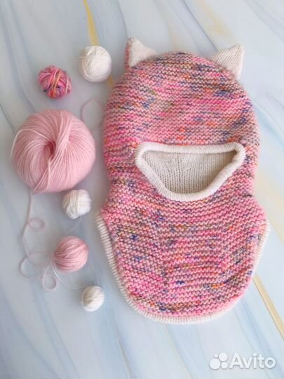 Вязаная шапка шлем на заказ