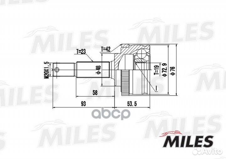 ШРУС nissan micra 1.0 92-03 нар. GA20302 Miles