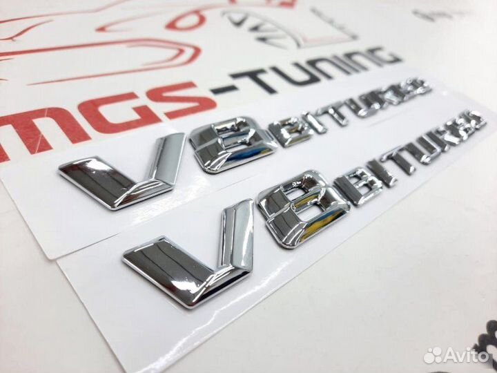 Шильдики V8 Biturbo хром Mercedes