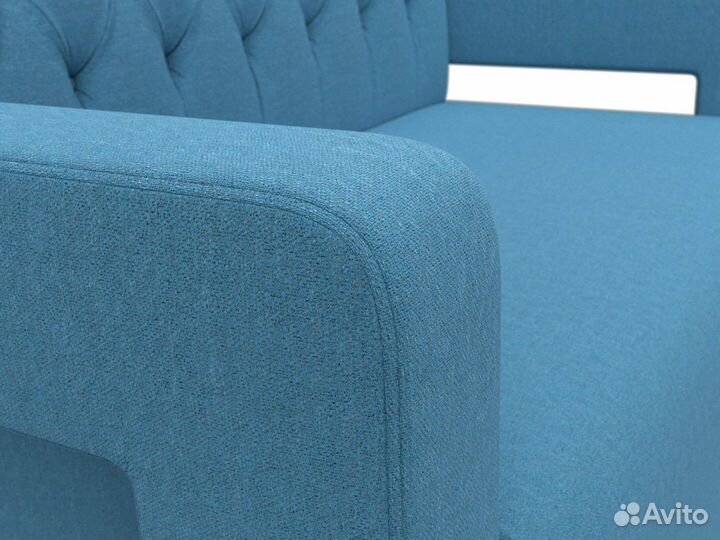 Диван кухонный прямой Рамос Люкс 2-х местный, рогожка, амур голубой