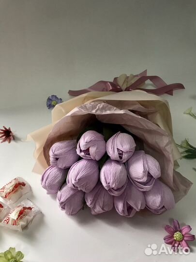 Сладкий букет / подарок / тюльпаны / цветы