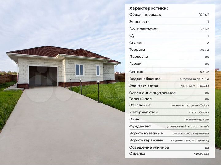 Дом 104 м² на участке 7 сот.