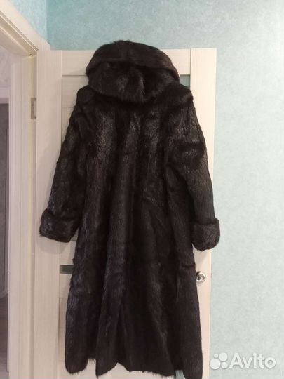 Шуба нутрия с капюшоном р 50-54