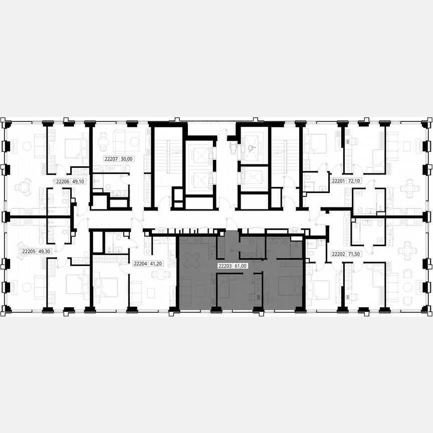 2-к. квартира, 61 м², 22/36 эт.