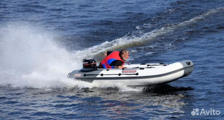 Лодка пвх Посейдон Касатка-365 серый/белый