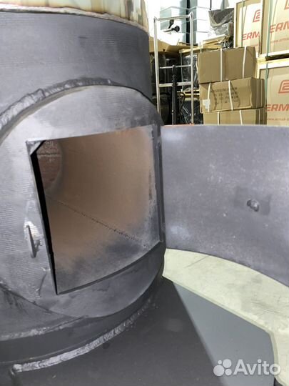 Банная печь из трубы с баком 110 литров