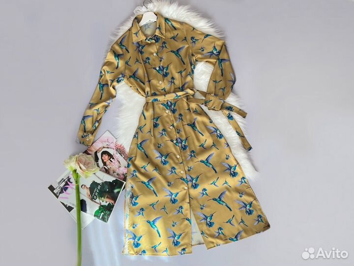 Шелковое платье рубашка charmstore М 42-44